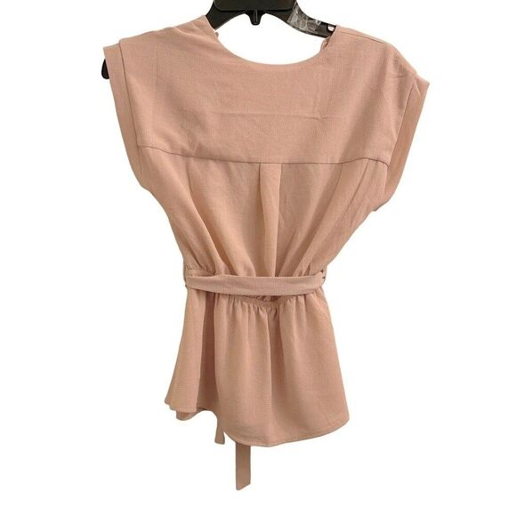 Monteau Womens Surplice Blouse Pink Tied V Neckline Barbie Core Size Small NWT - Picture 4 of 12